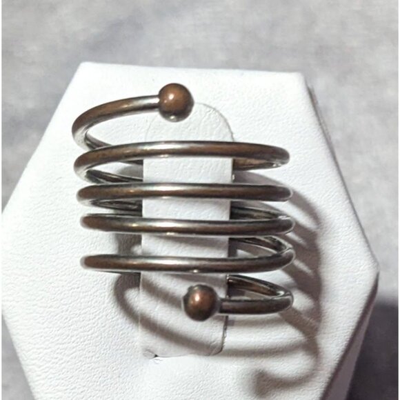 Copper And Silver Tone Metal Coil Ring Size 7 - Picture 10 of 16